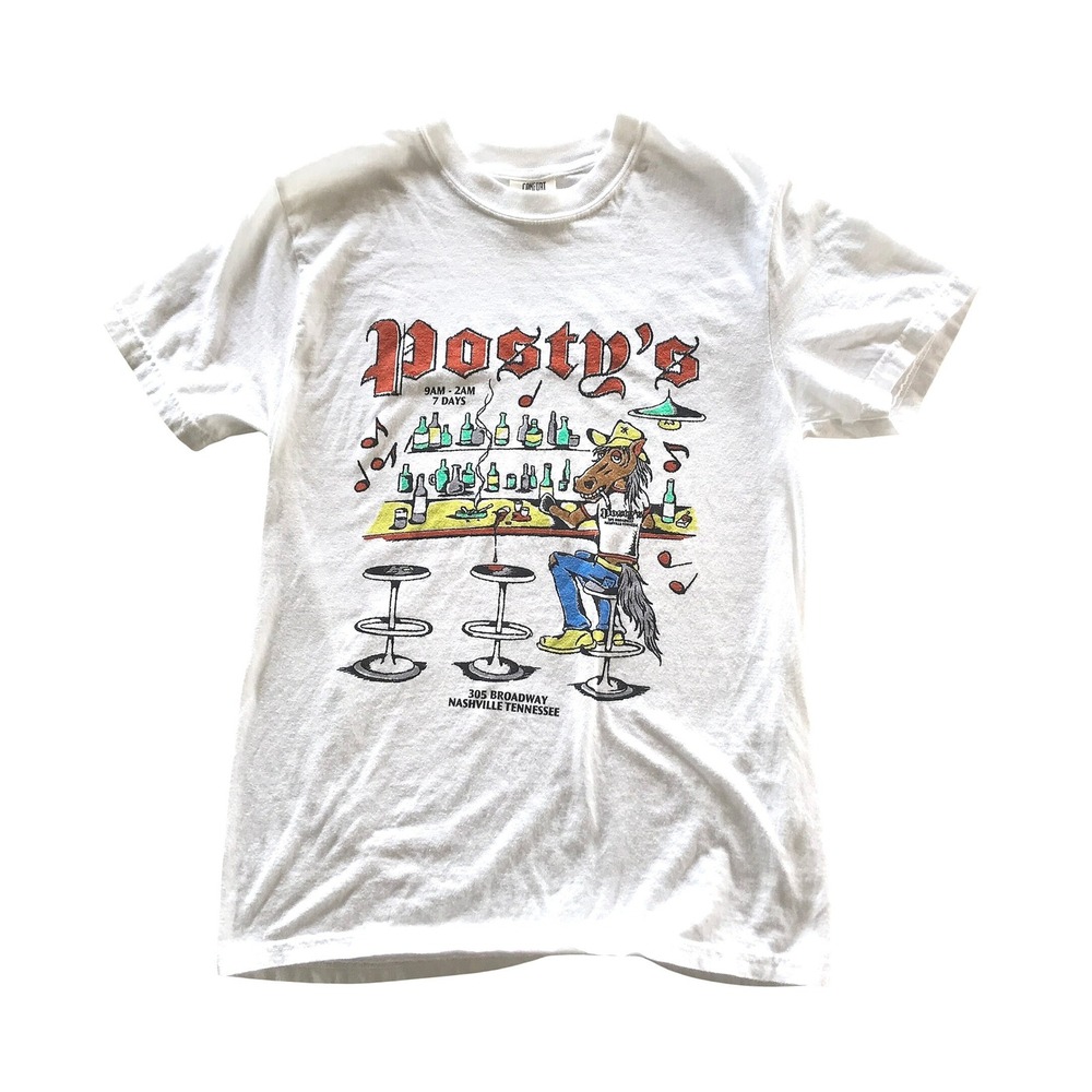 Posty's Nashville Tennessee Horse Bar Graphic T-Shirt Comfort Colors White S